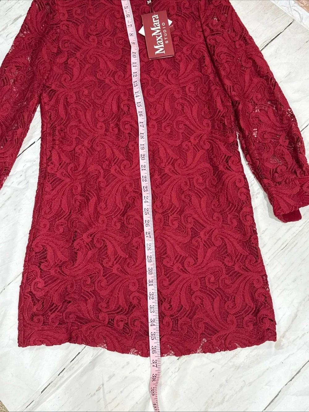 NWT Max Mara studio Esordio Lace Dress Floral Lace Overlay Red Rust Size 2